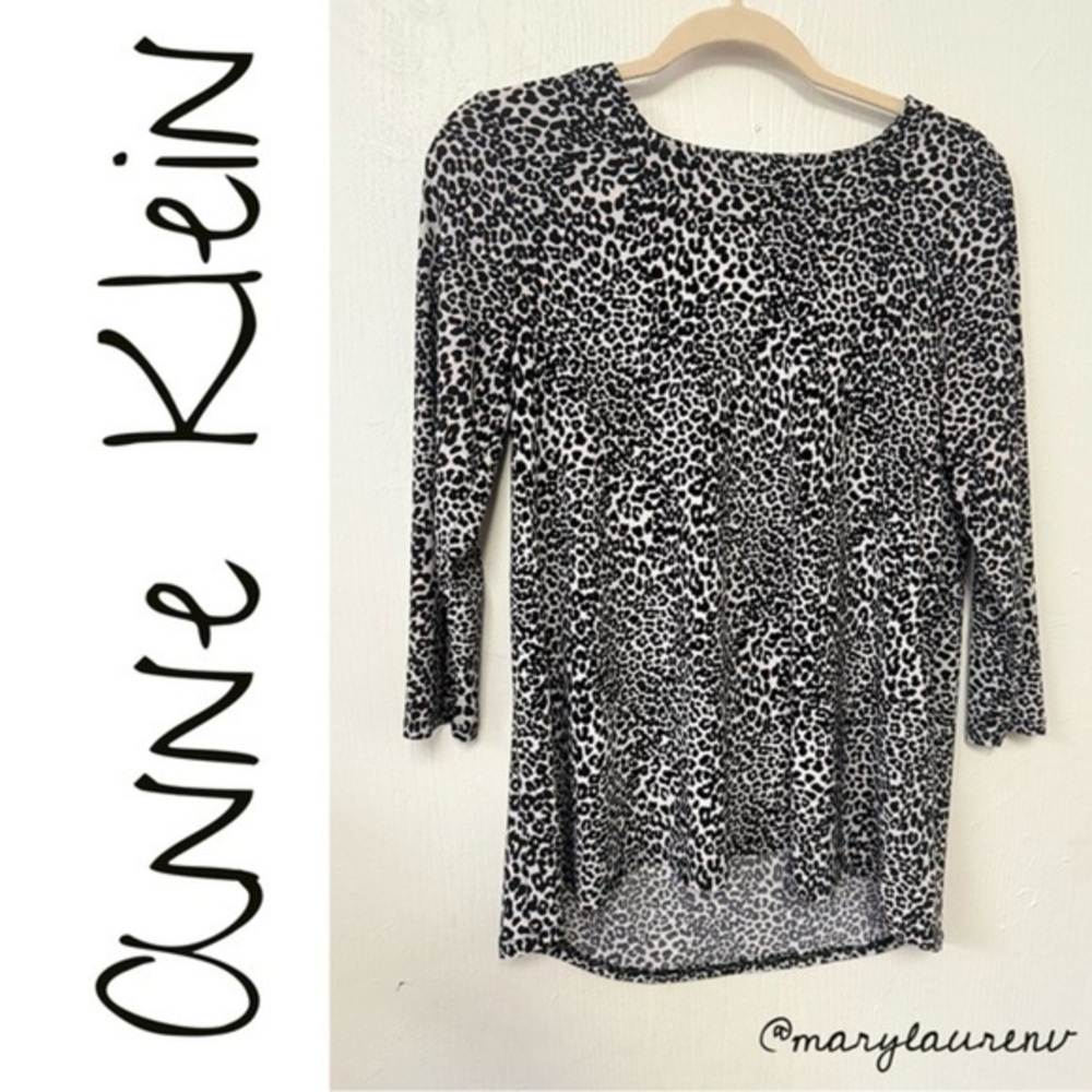 Anne Klein Monochrome Animal Print Blouse Mob Wife Aesthetic